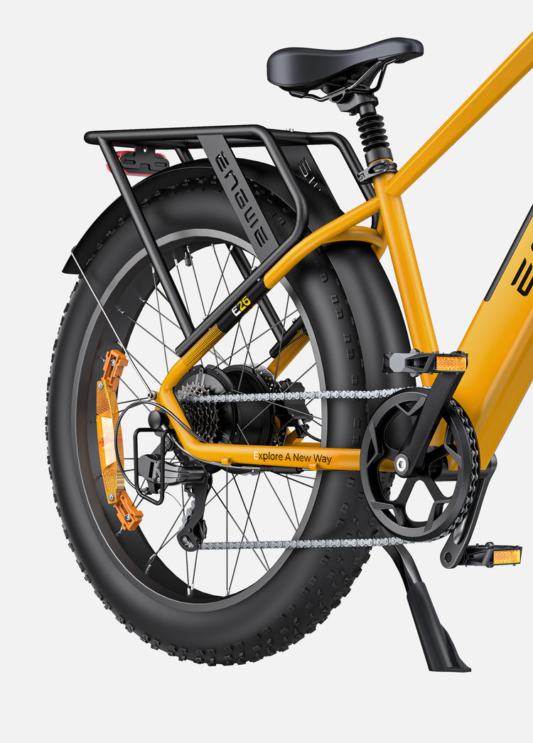 26 x 4.0 inch fat tires for off-road and urban terrain on Engwe E26