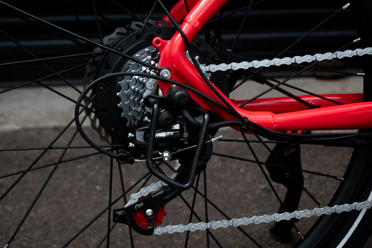 Shimano 7-speed gear system on electric bicycle – smooth shifting performance