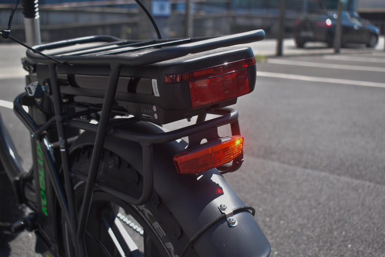 Twin 48V batteries mounted on rear rack – high-capacity e-bike