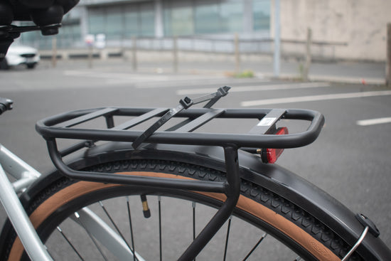 Bicycle with a black rear rack in waterford city