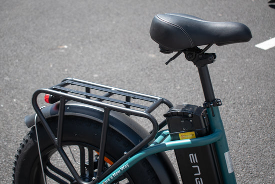 Steel rear carrier rack on Engwe L20 Boost for cargo carrying

