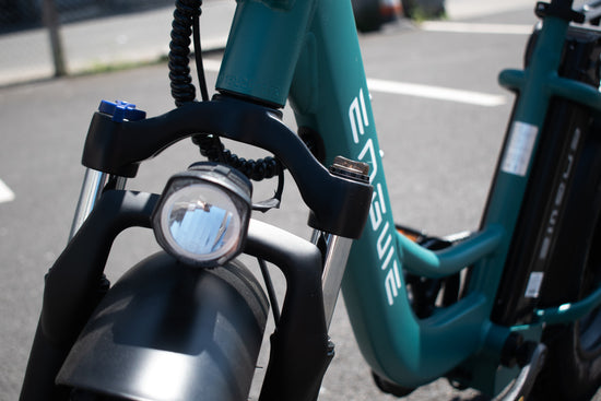 Bright front headlight for visibility and safety on Engwe L20 Boost

