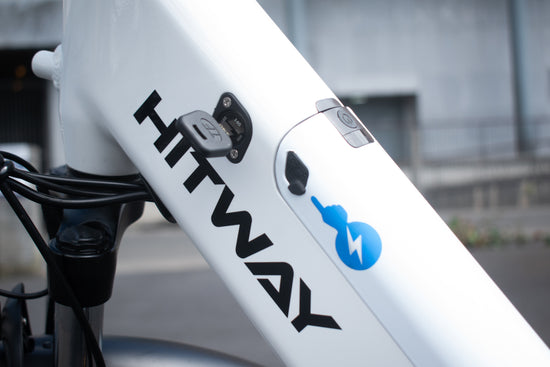 Hitway BK18 removable lithium-ion battery on frame